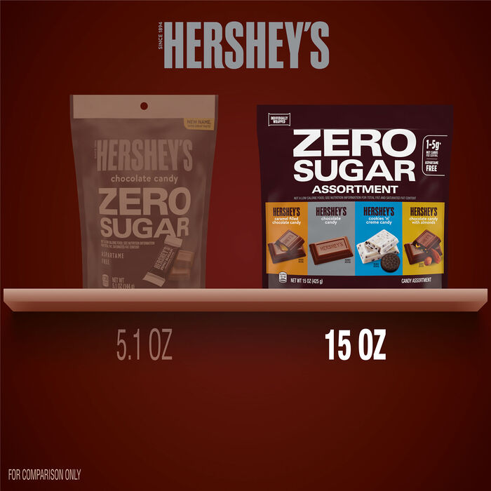 Image of HERSHEY'S Zero Sugar Assorted Candy Bag, 15 oz Packaging
